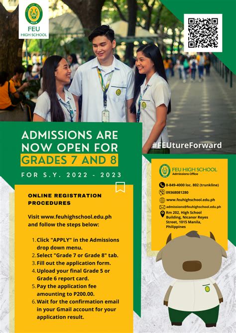 feuhsat|FEU High School (Grades 7, 8 and 11) admissions are now open for SY.